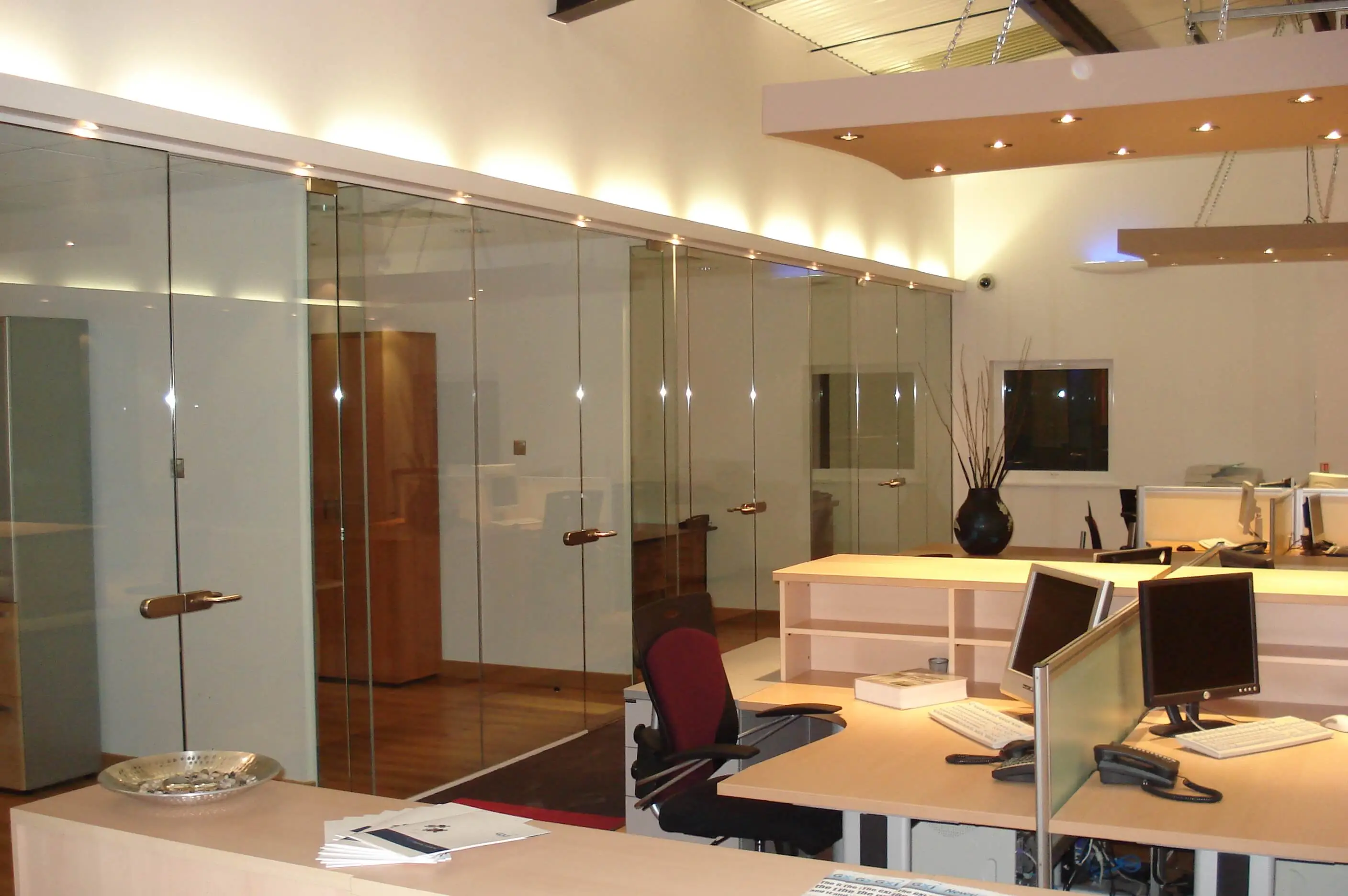 Carlise holdings office space with designer furniture and lighting