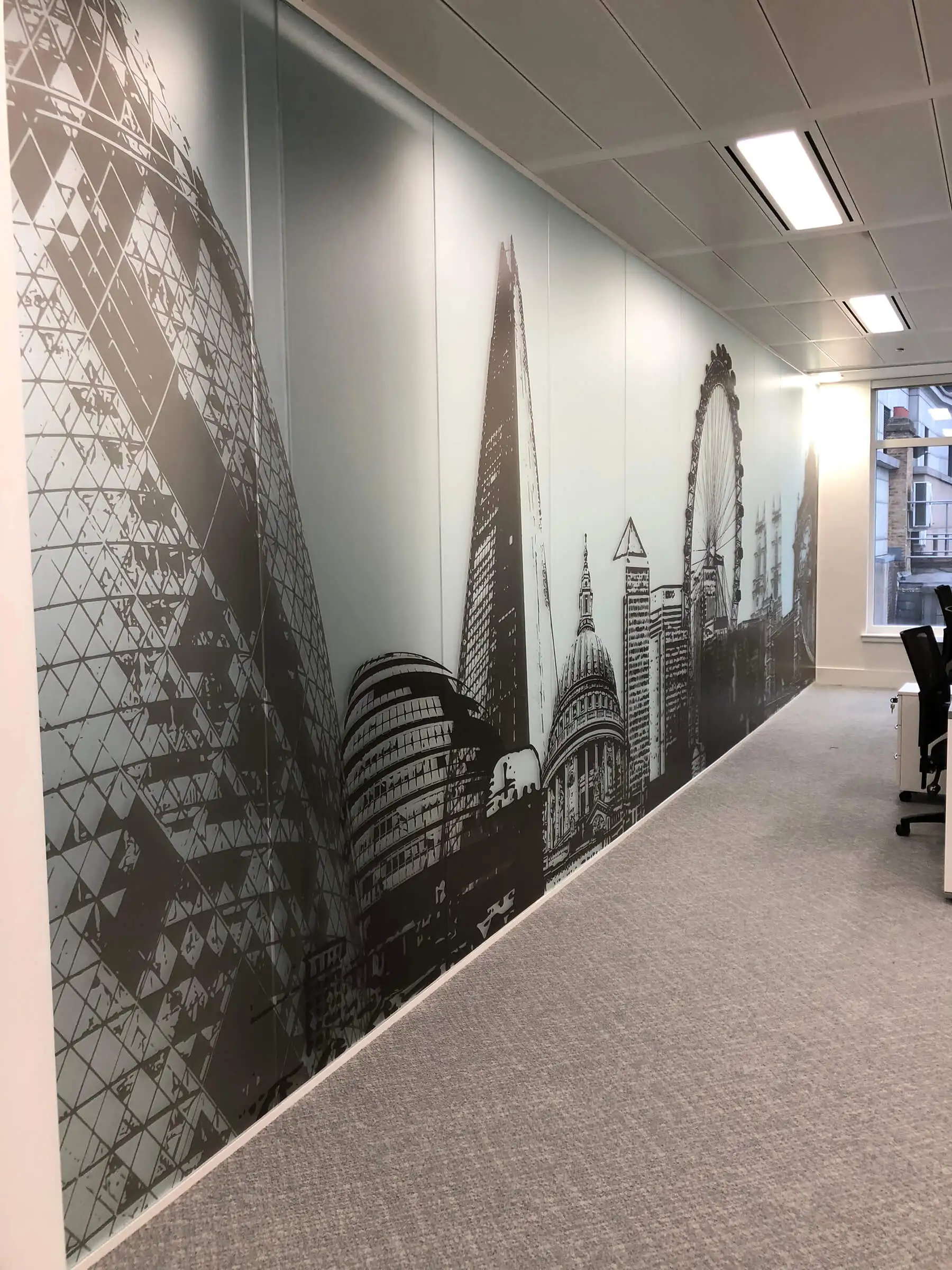 Designer wall inside the office space
