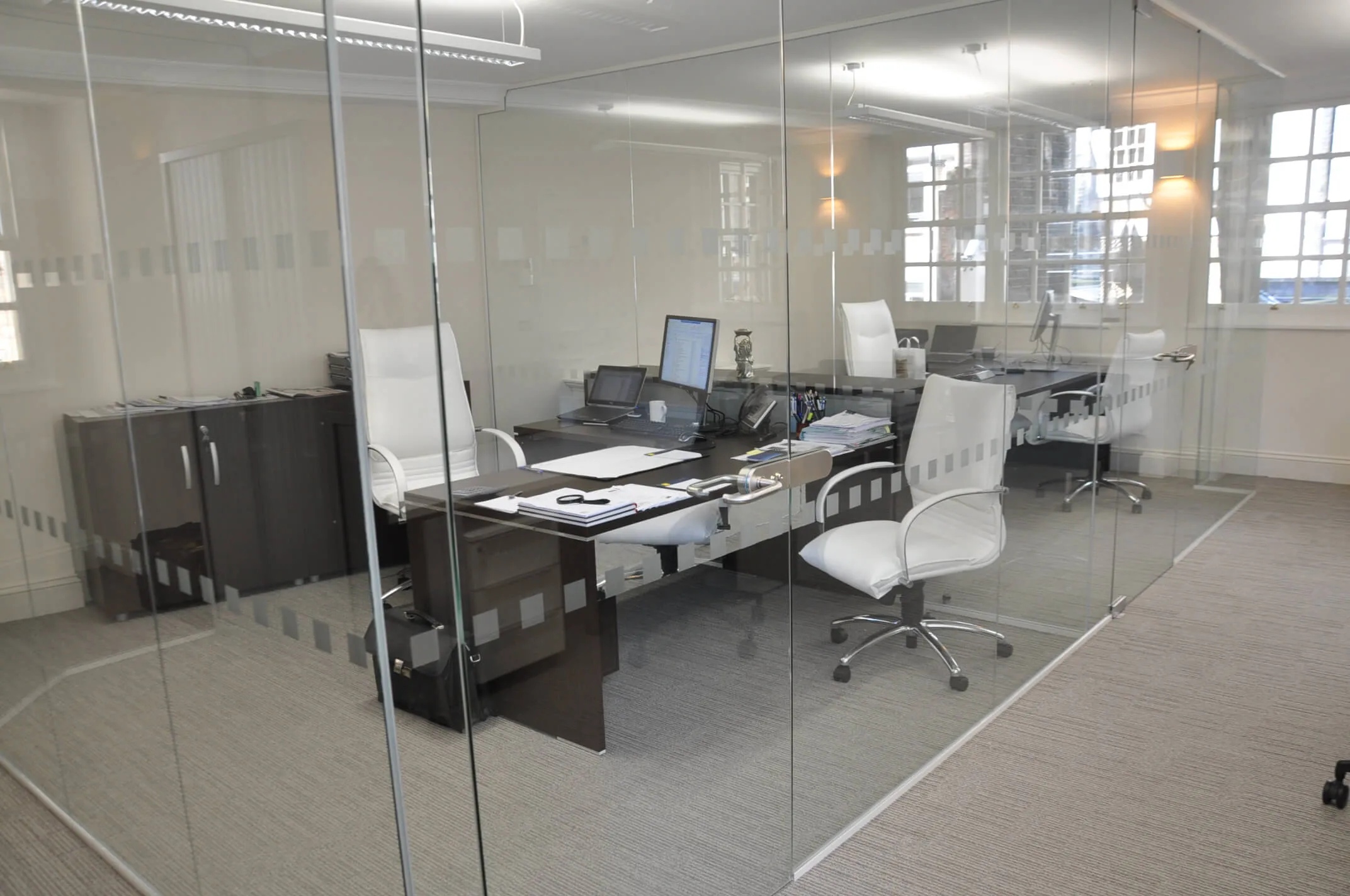 Executive private space with glass partition