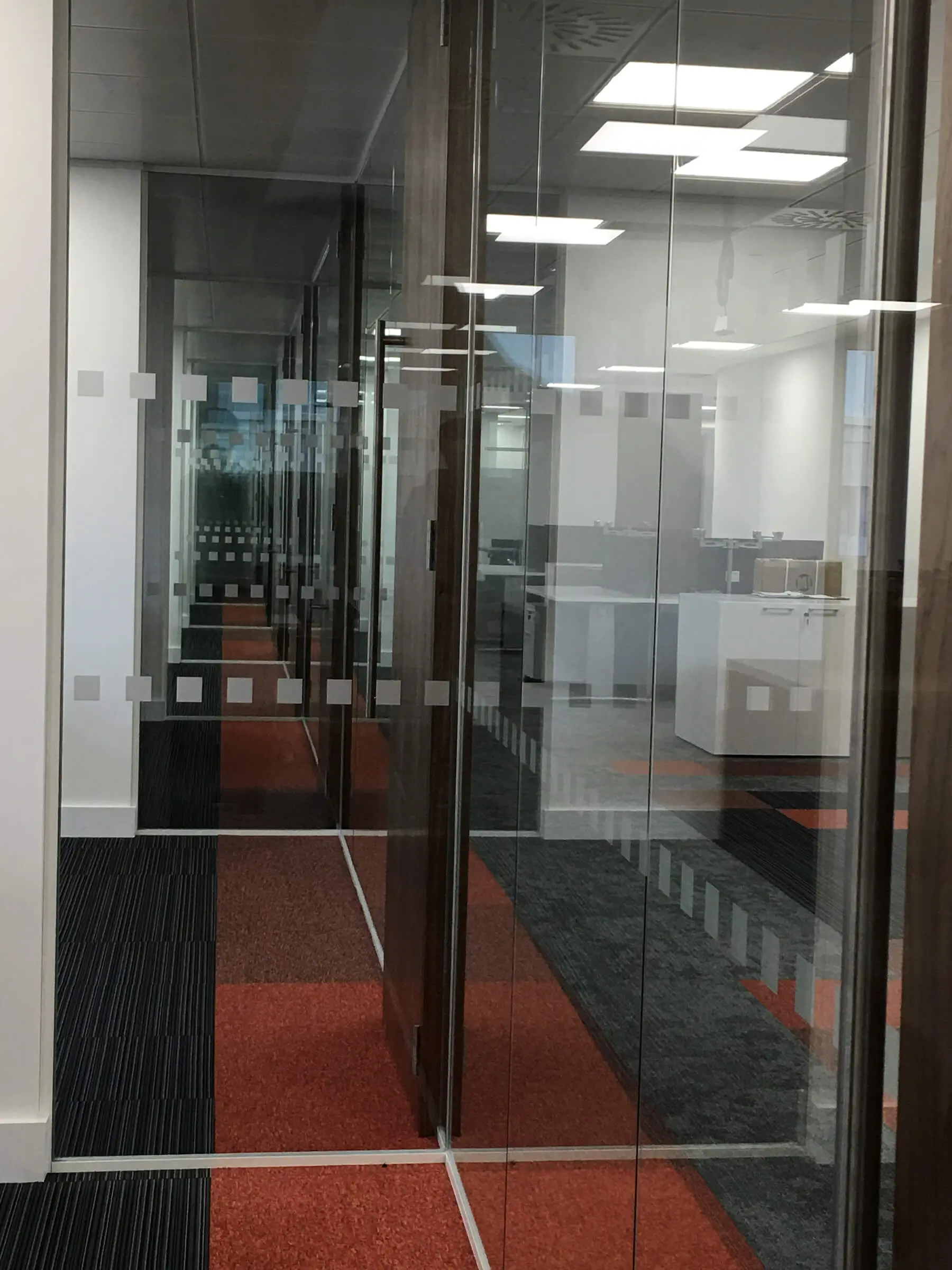Glass doors with dotted manifestation