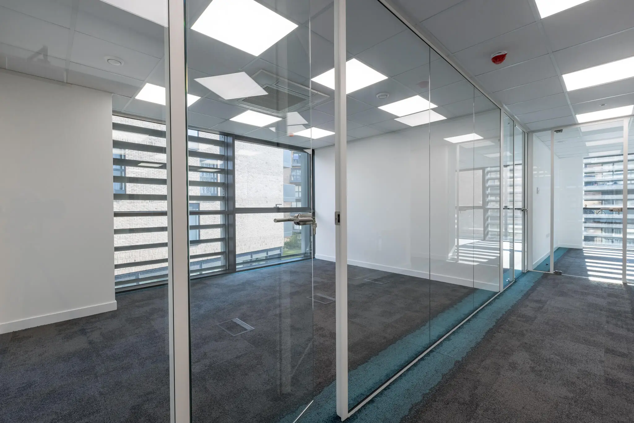 Glass seperated office space