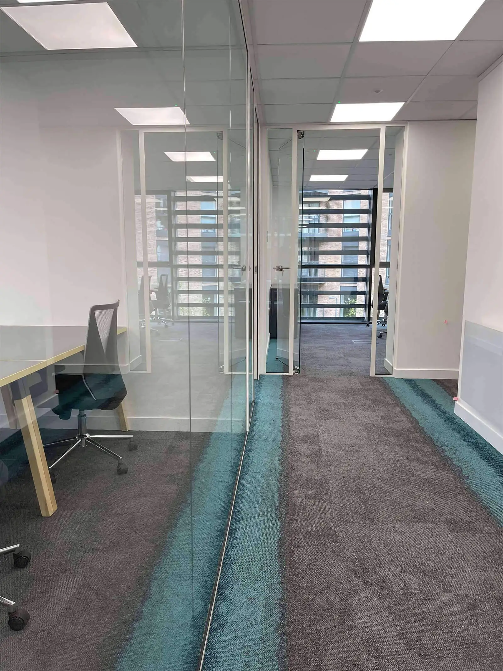 Glass walls seperated meeting area
