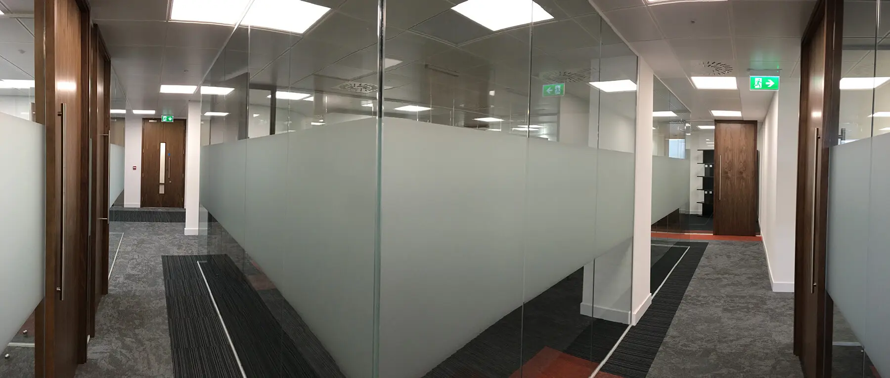 Office glass walls with high solid band