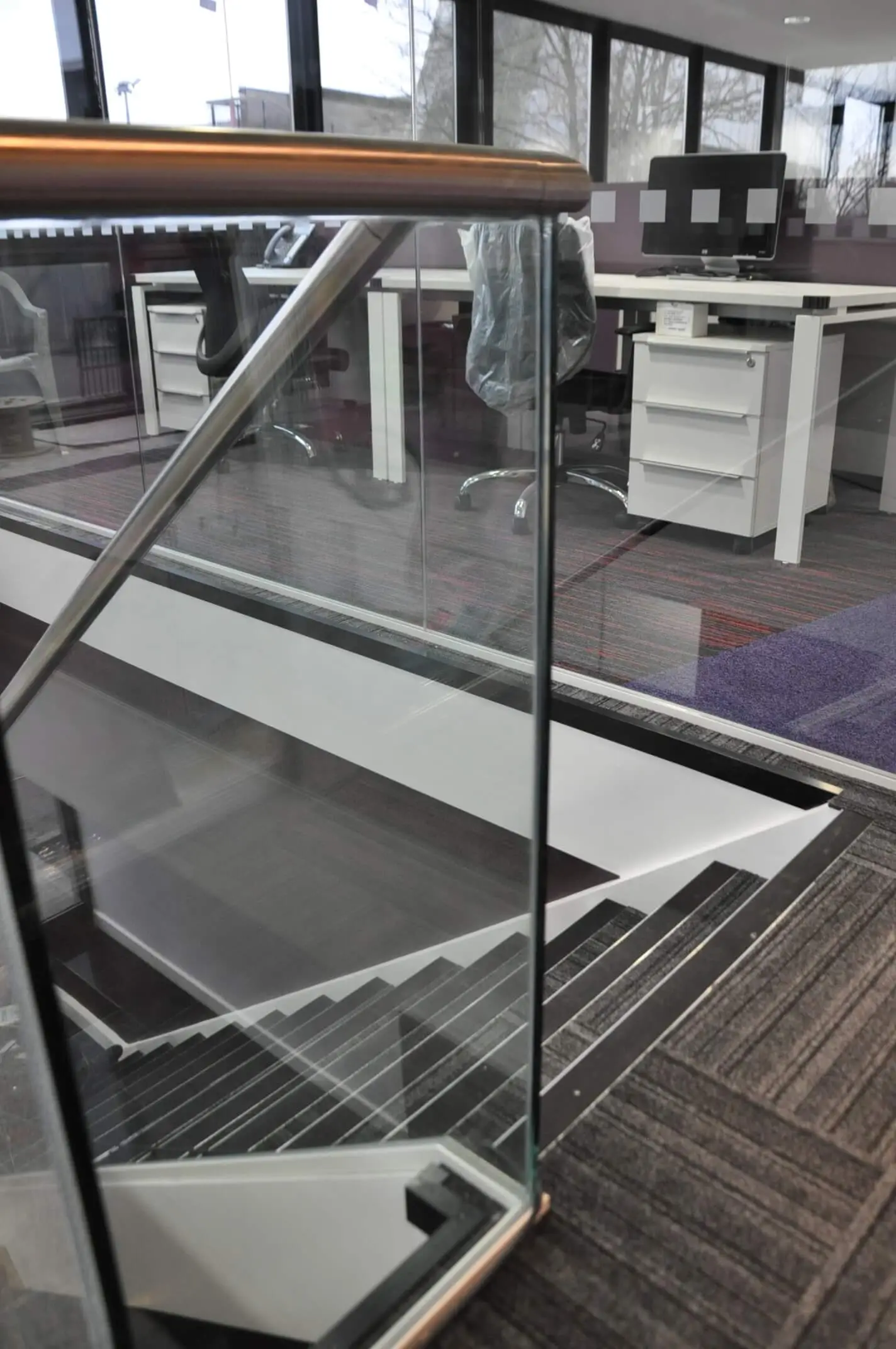 Office space with glass stairs