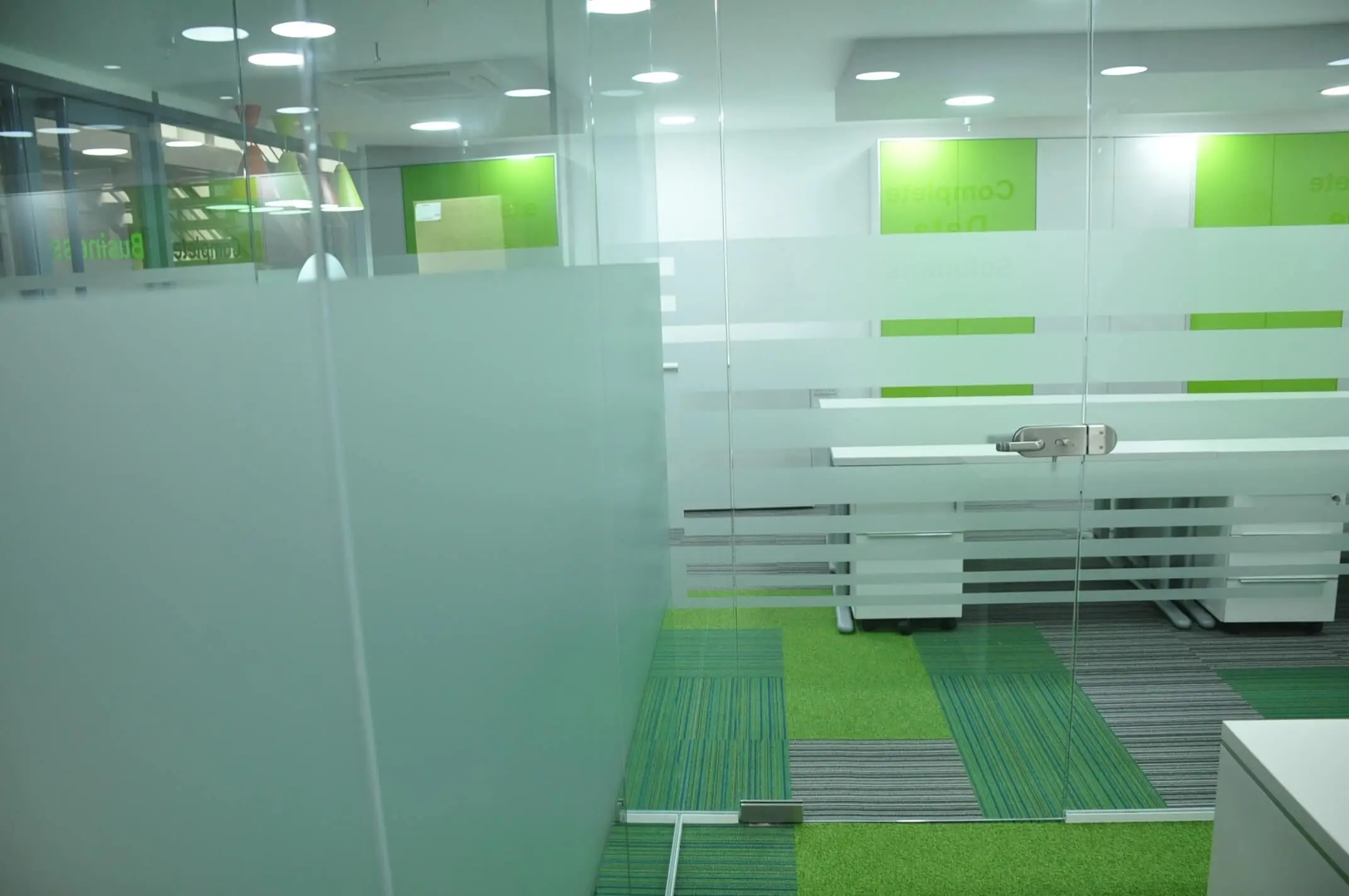 Office space with solid and designer glass partitions